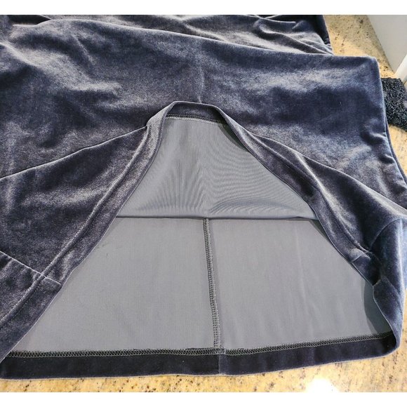 Vtg 80's 90's Carole Little Size 8 Petite Gray Velour Dress Embellished Sleeve - Picture 9 of 12